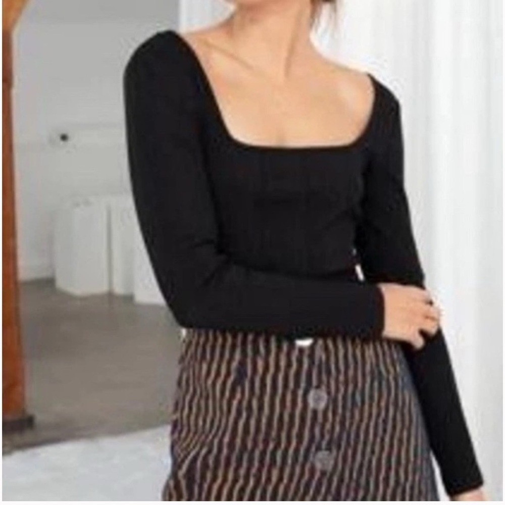 💘THAKOON Square Neck Ribbed Top Medium